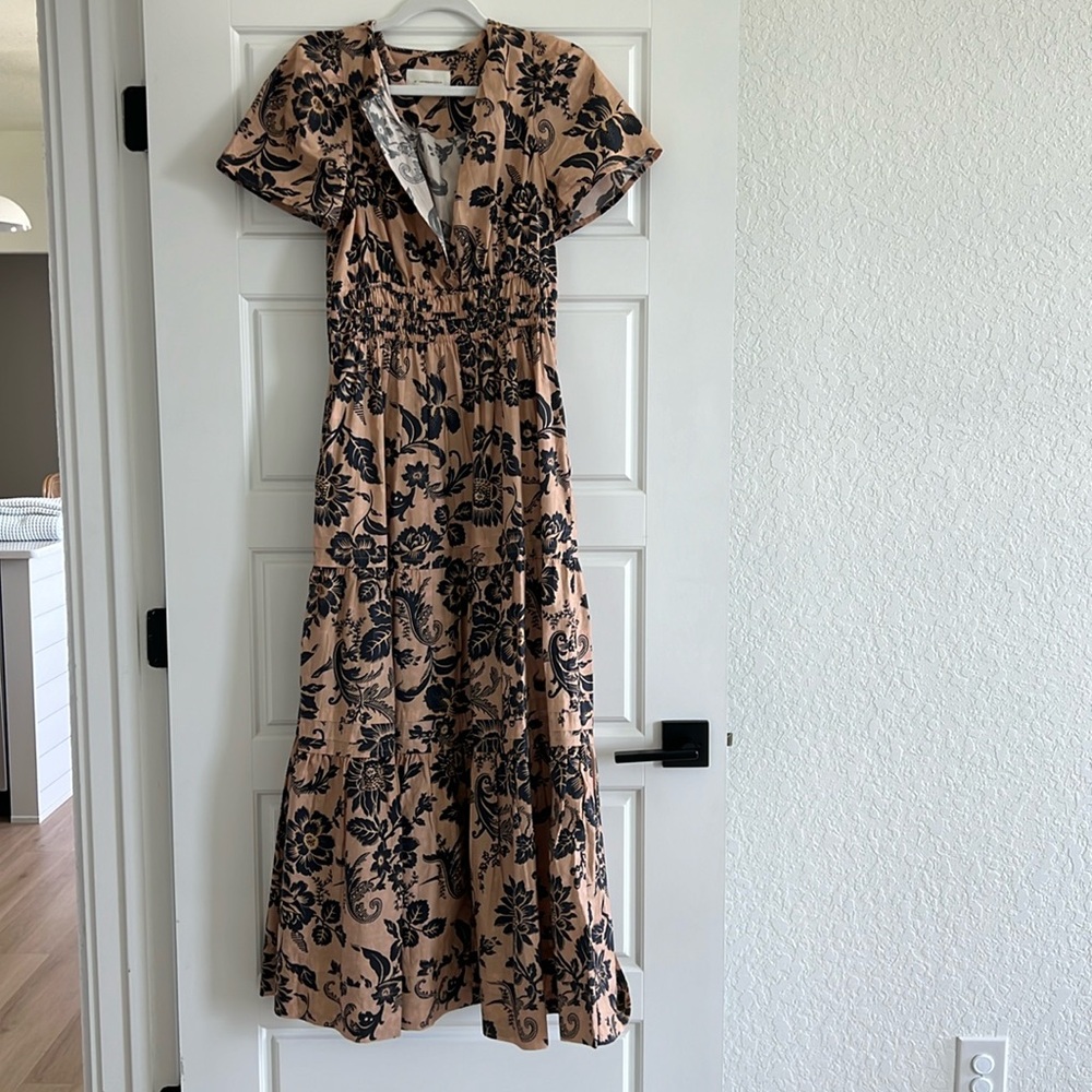 Anthropologie Black Floral Maxi Dress